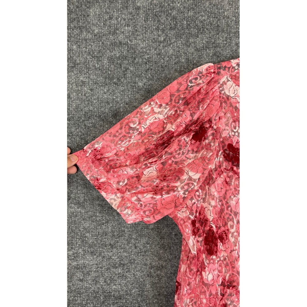 Chico's Floral Lace Maxi Dress Women's 1X Pink Excellent Tiered Puff Sleeve - Picture 5 of 10